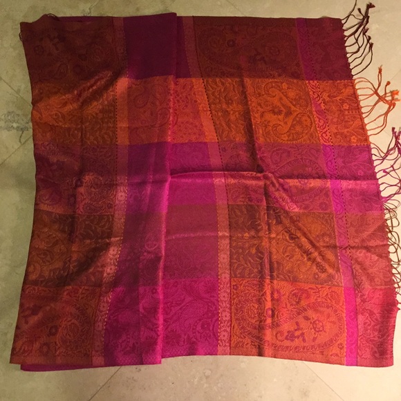 100% silk handwoven scarf - bold colors